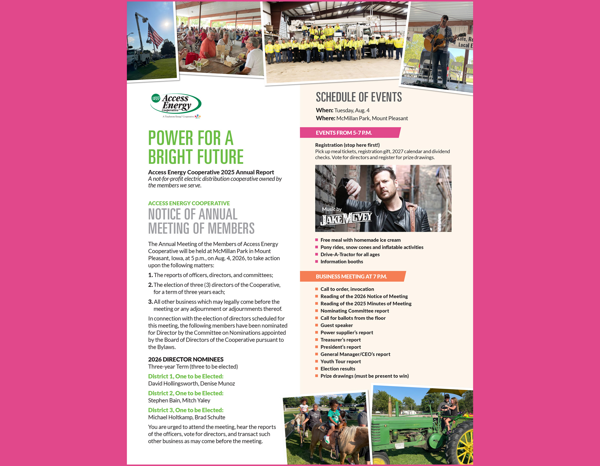 2026 Annual Meeting Schedule of Events